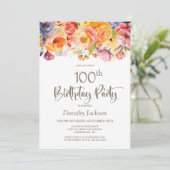 Levendige lente Bloemen 100ste verjaardagsfeest Kaart (Staand voorkant)