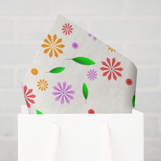 Levendige lente bloemen en bladeren tissuepapier (Cadeauzakje)