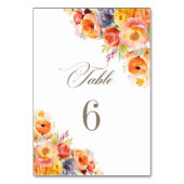 Levendige lente Bloemen Trouwtafel Nummer Kaart (Achterkant)