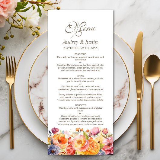 Levendige lente Bloemen Wedding Menu