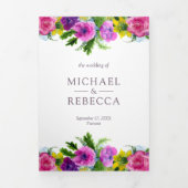 Levendige lente bloemenboeket foto bruiloft drieluik uitnodiging (Cover)