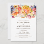 Levendige lente bloemenbruiloft kaart (Voorkant)