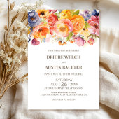 Levendige lente bloemenbruiloft kaart