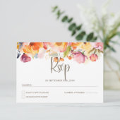 Levendige lente bloemenbruiloft RSVP kaartje (Staand voorkant)