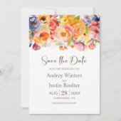 Levendige lente bloemenbruiloft Save the Date Kaart (Voorkant)