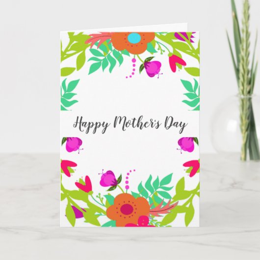 Levendige lente bloemenkrans op maat Moederdag Feestdagen Kaart (Voorkant)