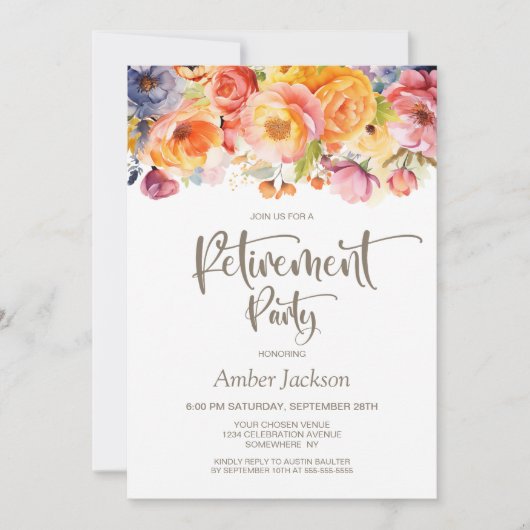 Levendige lente bloemenpensioen partij kaart (Voorkant)