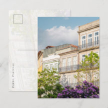 Levendige lente gebouw in Porto ansichtkaart