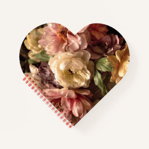 Levendige lente pioenroos vintage arrangement notitieboek