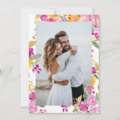 Levendige lente zomer Bloemen 3-foto bruiloft Bedankkaart (Achterkant)