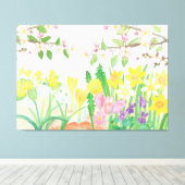 Levendige lentebloemen om de harten te juichen canvas afdruk (Insitu (Houten vloer))