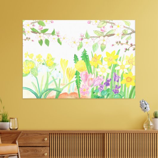 Levendige lentebloemen om de harten te juichen canvas afdruk (Insitu (Woonkamer))