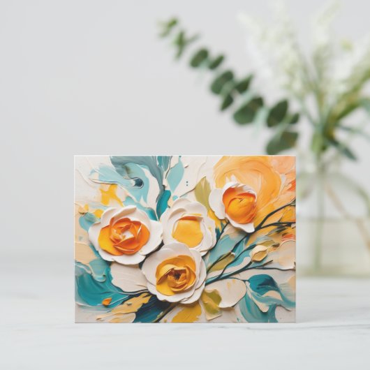 Levendige lentebloesemolie Acryl Briefkaart (Staand voorkant)