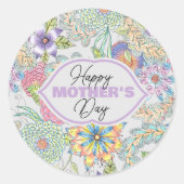 Levendige lentebloesems en groen Moederdag Ronde Sticker (Voorkant)