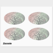 Levendige Lenteboom Aangepast - Bloeiende Bloemen Ovale Sticker (Vel)