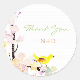 levendige lentes bruiloft bedankt ronde sticker