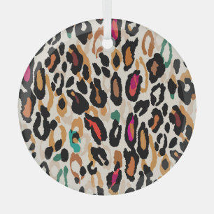 Levendige Leopard Animal Prints Glas Ornament
