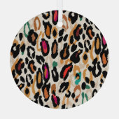 Levendige Leopard Animal Prints Glas Ornament (Achterkant)