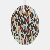 Levendige Leopard Animal Prints Glas Ornament (Voorkant links)