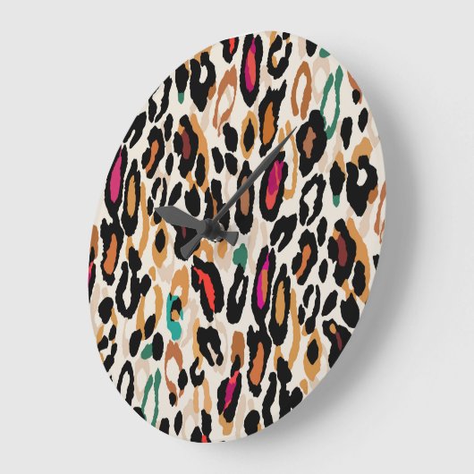 Levendige Leopard Animal Prints Grote Klok (Hoek)
