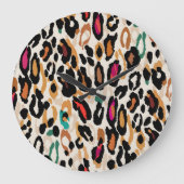 Levendige Leopard Animal Prints Grote Klok (Voorkant)