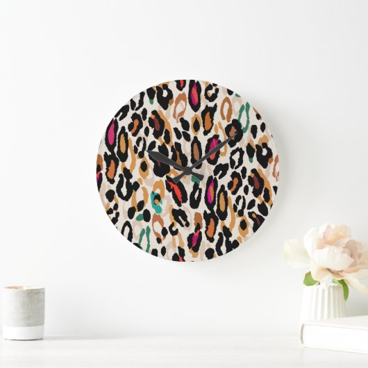 Levendige Leopard Animal Prints Grote Klok (Huis)