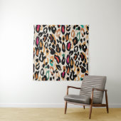 Levendige Leopard Animal Prints Wandkleed (In situ)