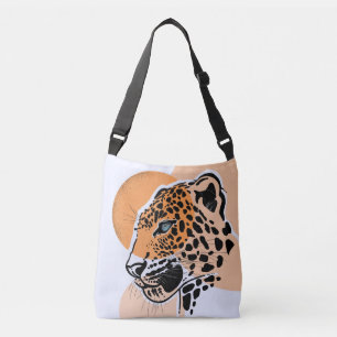 Levendige Leopard Print Canvas tas in vet Sinaasap