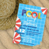 Levendige Leuke Zomer Verjaardag Viering Pool Part Kaart