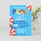 Levendige Leuke Zomer Verjaardag Viering Pool Part Kaart (Staand voorkant)