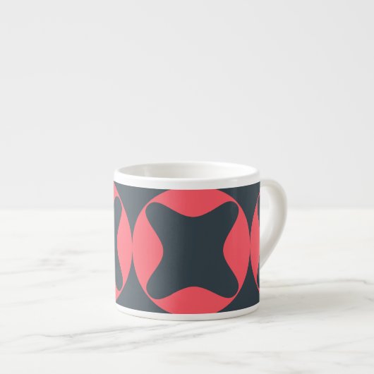 Levendige, levendige, eenvoudige, abstracte geomet espresso kop (Voorkant rechts)