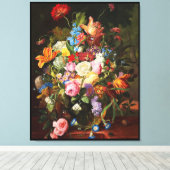 Levendige levensduur van Rozen Tulpen en anjers Canvas Afdruk (Insitu (Houten vloer))