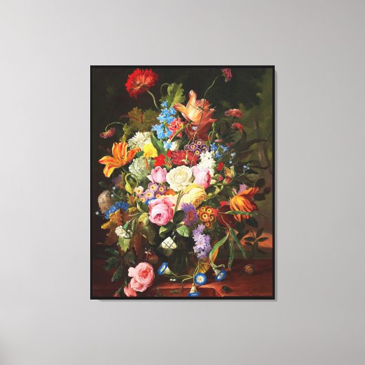 Levendige levensduur van Rozen Tulpen en anjers Canvas Afdruk (Voorkant)