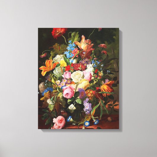 Levendige levensduur van Rozen Tulpen en anjers Canvas Afdruk (Voorkant)