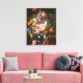 Levendige levensduur van Rozen Tulpen en anjers Canvas Afdruk (Insitu (Woonkamer))