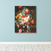 Levendige levensduur van Rozen Tulpen en anjers Canvas Afdruk (Insitu (Houten vloer))