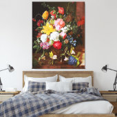 Levendige levensduur van Rozen Tulpen en overvalle Canvas Afdruk (Insitu (Slaapkamer))