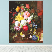 Levendige levensduur van Rozen Tulpen en overvalle Canvas Afdruk (Insitu (Houten vloer))