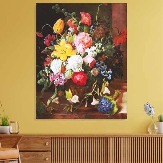 Levendige levensduur van Rozen Tulpen en overvalle Canvas Afdruk (Insitu (Woonkamer))