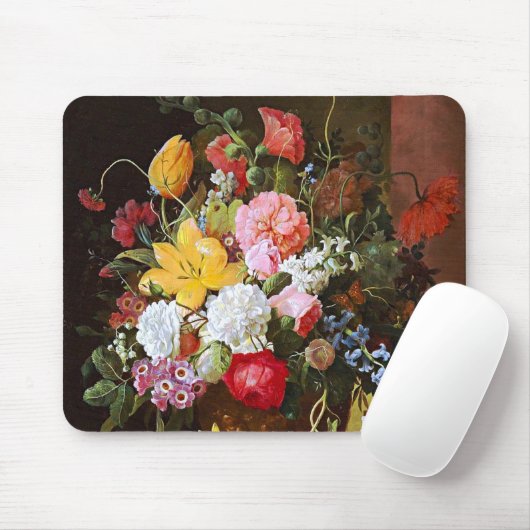 Levendige levensduur van Rozen Tulpen en overvalle Muismat (Met muis)