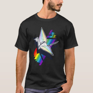 Levendige lgBt-vlagpapier kranen origami regenboog T-shirt