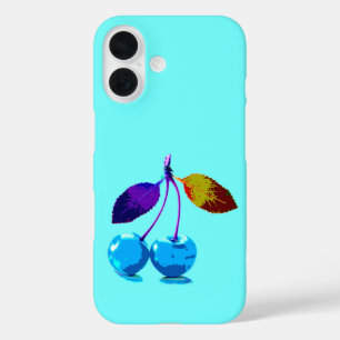 Levendige lichtblauwe kersen iPhone 16 hoesje