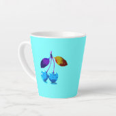 Levendige lichtblauwe kersen Pop Art Latte Mok (Linkerhoek)