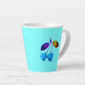 Levendige lichtblauwe kersen Pop Art Latte Mok (Rechterhoek)