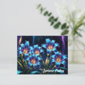 Levendige lichtgevende bloementuin met digitale fa briefkaart (Staand voorkant)