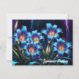 Levendige lichtgevende bloementuin met digitale fa briefkaart