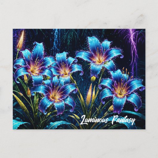 Levendige lichtgevende bloementuin met digitale fa briefkaart (Voorkant)