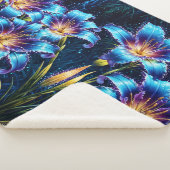 Levendige lichtgevende bloementuin met digitale fa sherpa deken (3/4)