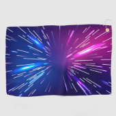 Levendige lichtstralen roze blauw golfhanddoek (Horizontaal)