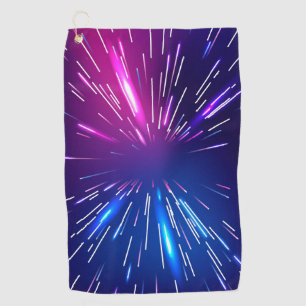 Levendige lichtstralen roze blauw golfhanddoek